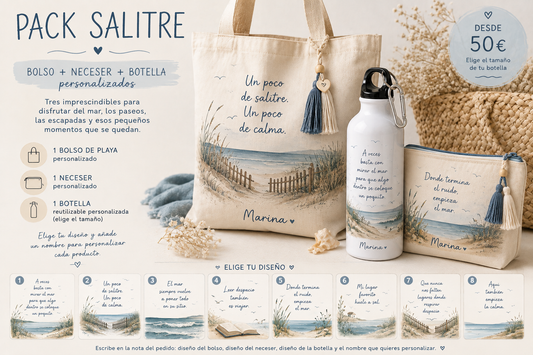 Pack Salitre | Bolso, neceser y botella personalizados