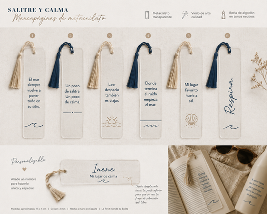 Marcapáginas de metacrilato personalizado | Colección Salitre y Calma