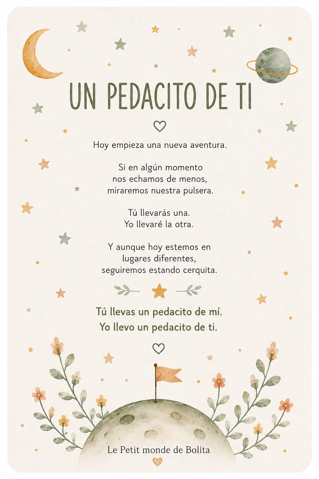 Un pedacito de ti · Pulseras/llavero para el primer día de cole