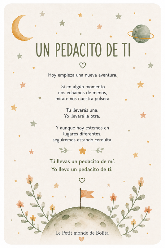 Un pedacito de ti · Pulseras/llavero para el primer día de cole