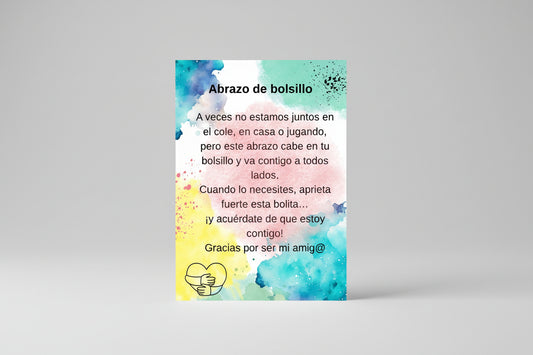 Abrazo de bolsillo | Pelota antiestrés infantil con mensaje