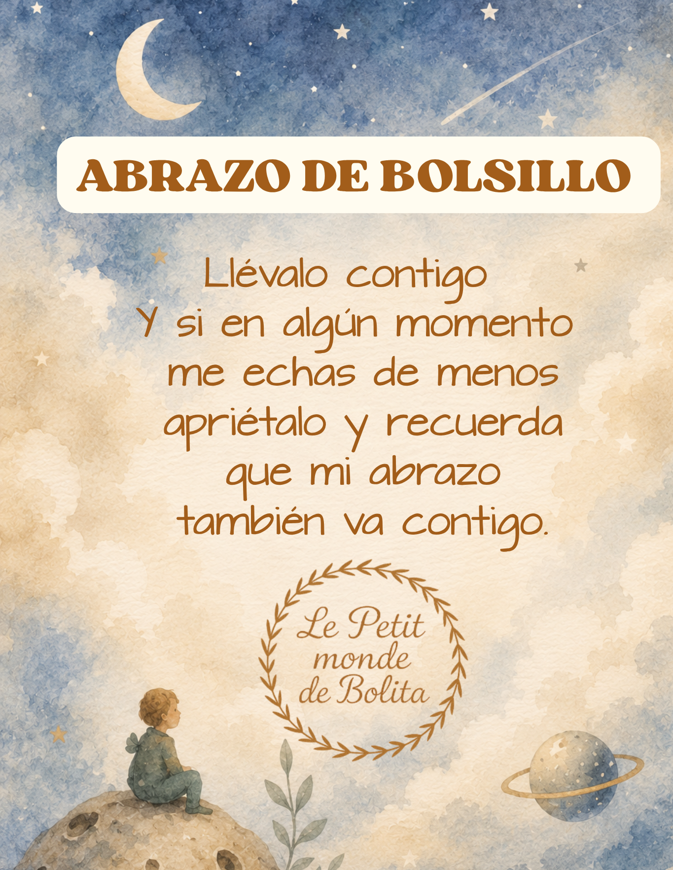 abrazo de bolsillo primer día de cole